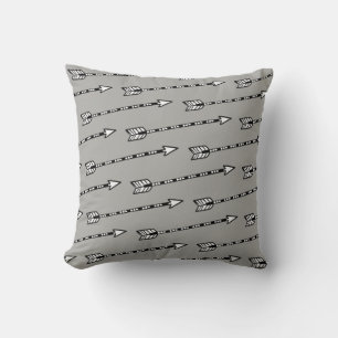 Arrow Pattern Black White Grey Throw Pillow
