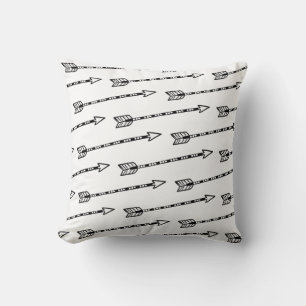 Arrow Pattern Black White Throw Pillow