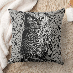 Arrow Pattern New Baby Boy's Room Yellow Grey Owl Throw Pillow