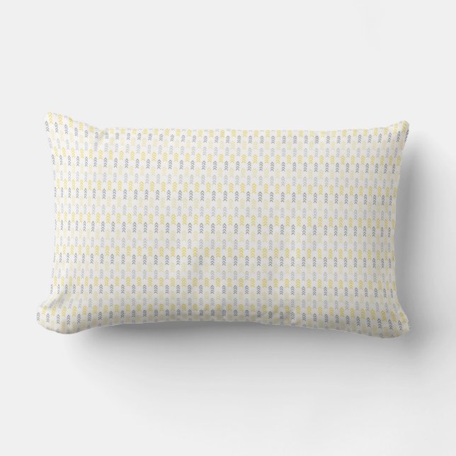 Arrow Pattern Yellow & Grey Lumbar Pillow (Front)