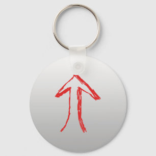 Arrow Pointing Up. On Grey. Keychain