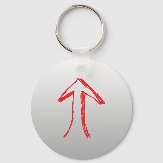 Arrow Pointing Up. On Grey. Keychain (Front)