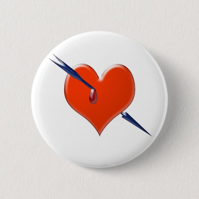 Arrow through the heart 2 inch round button (Front)