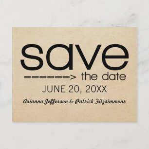 Arrow Typography Save the Date Postcard, Black Announcement Postcard