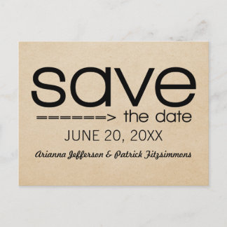 Arrow Typography Save the Date Postcard, Black Announcement Postcard
