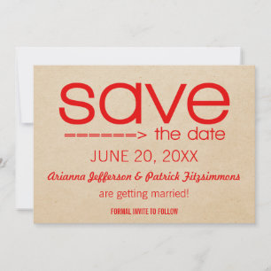 Arrow Typography Save the Date, Red Date
