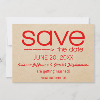 Arrow Typography Save the Date, Red Date