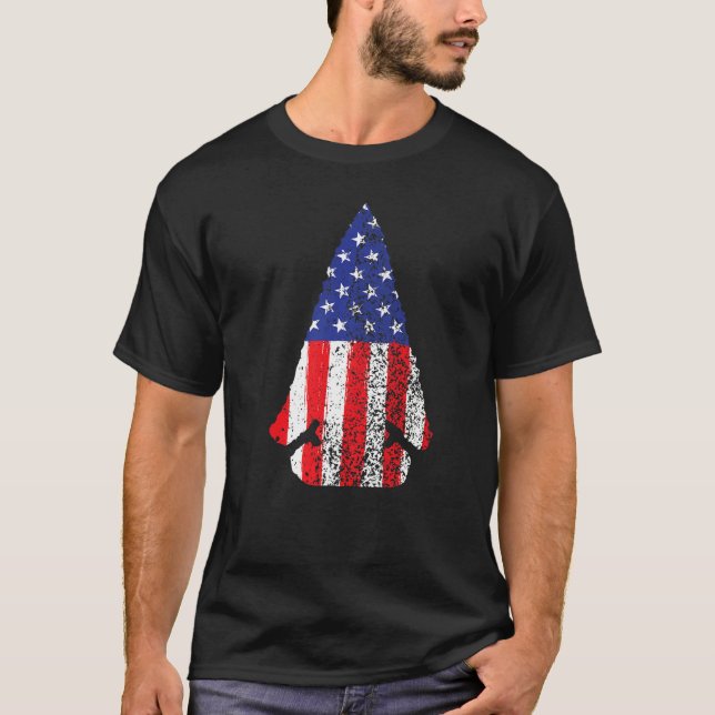 Arrowhead American Flag Flint Collector Arrow Head T-Shirt (Front)