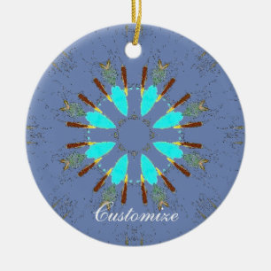 Arrowhead Feathers Pow-wow Pattern Thunder_Cove Ceramic Ornament