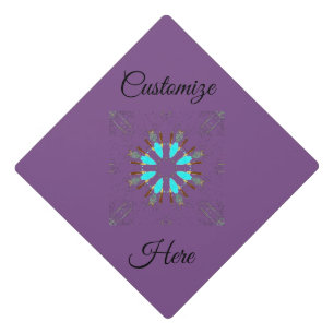 Arrowhead Feathers Pow-wow Pattern Thunder_Cove Graduation Cap Topper