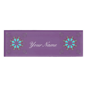 Arrowhead feathers pow-wow pattern Thunder_Cove Name Tag