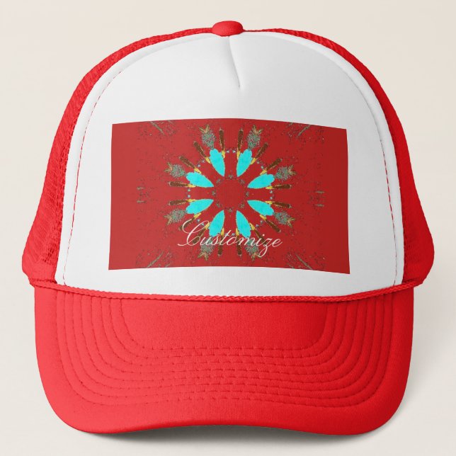 Arrowhead Feathers Pow-wow Pattern Thunder_Cove Trucker Hat (Front)