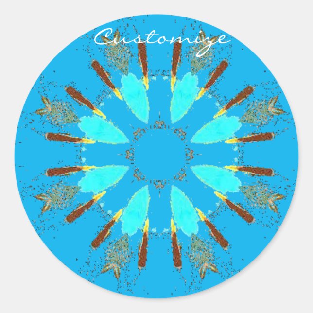 Arrowhead Feathers Pow-wow Thunder_Cove Classic Round Sticker (Front)