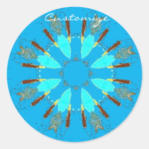 Arrowhead Feathers Pow-wow Thunder_Cove Classic Round Sticker