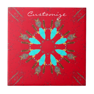 Arrowhead Feathers Pow-wow Thunder_Cove Tile