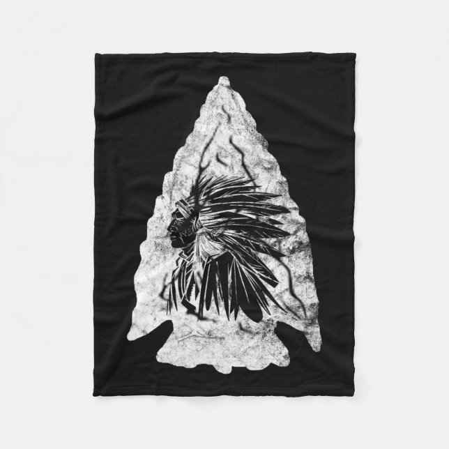 Arrowhead Hunter Indian Chief Relic Hunting Native Fleece Blanket (Front)