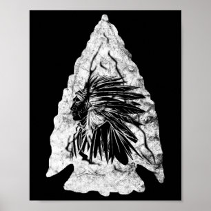 Arrowhead Hunter Indian Chief Relic Hunting Native Poster
