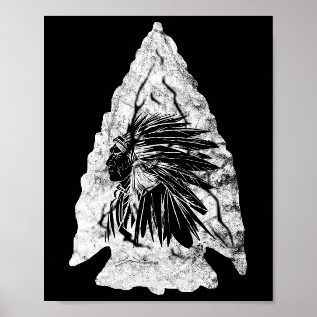 Arrowhead Hunter Indian Chief Relic Hunting Native Poster (Front)