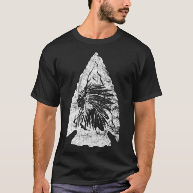 Arrowhead Hunter Indian Chief Relic Hunting Native T-Shirt (Front)