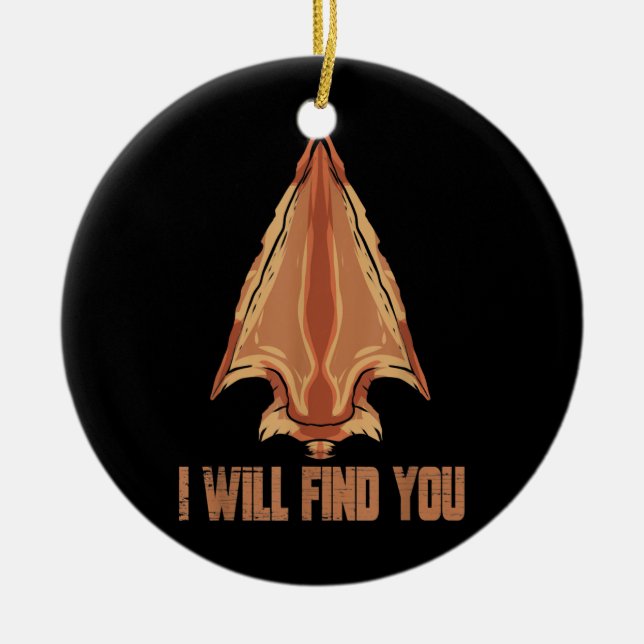 Arrowhead Hunting Arrowhead Collector  Ceramic Ornament (Front)