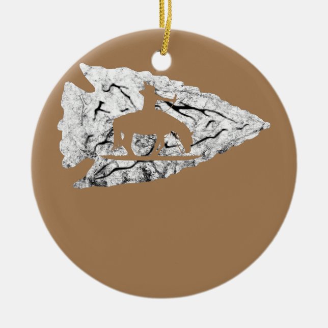 Arrowhead Hunting Native American Relic Hunter Ceramic Ornament (Front)