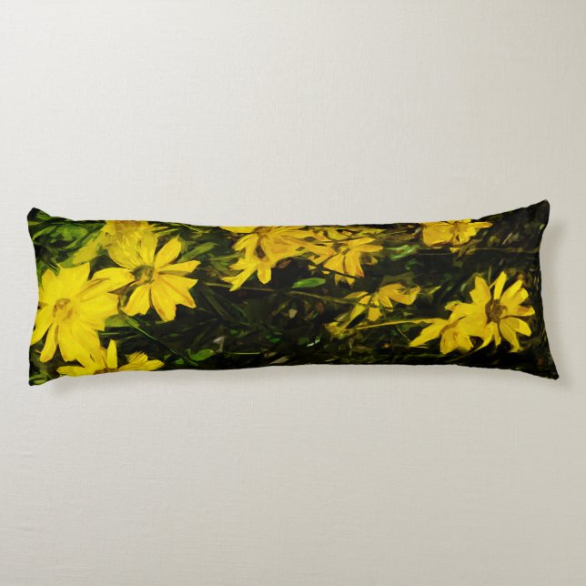 Arrowleaf Balsamroot Yellow Wildflower Abstract Body Pillow (Back)