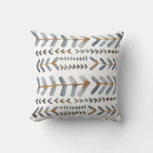 Arrowroot Geometric Watercolor Pattern Indigo Throw Pillow