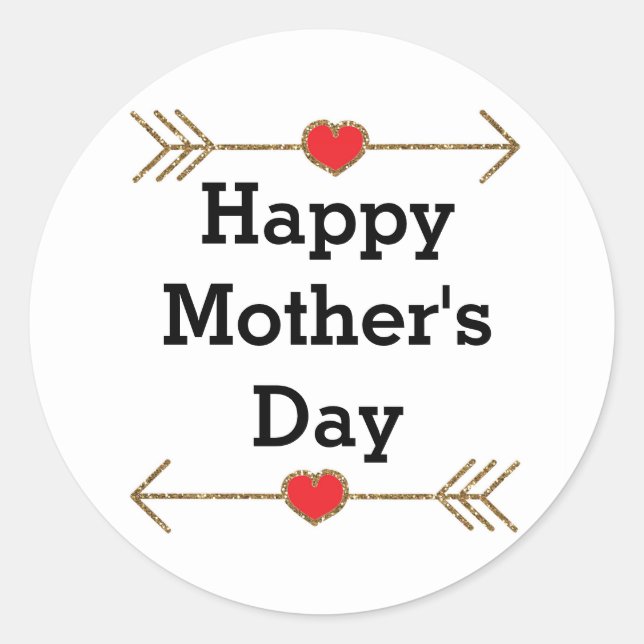 Arrows and Hearts Happy Mother's Day Classic Round Sticker (Front)