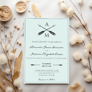 Arrows and Monograms Wedding   Mint Green Invitation