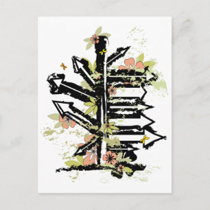 arrows floral sign postcard