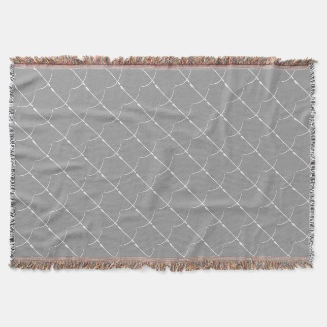 Arrows Grey and White Pattern Throw Blanket (Front)