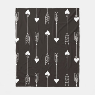 Arrows, hearts, abstract vintage pattern. fleece blanket