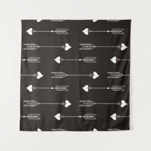 Arrows, hearts, abstract vintage pattern. tapestry
