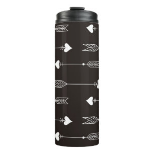 Arrows, hearts, abstract vintage pattern. thermal tumbler