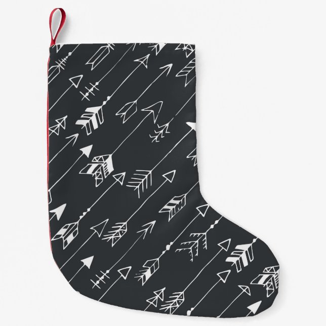 Arrows in Darkness: Hand-Drawn Pattern Small Christmas Stocking (Front)