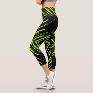 Arrows in Lime Green and Black Capri Leggings