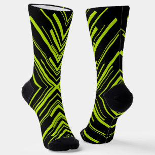 Arrows in Lime Green and Black Socks