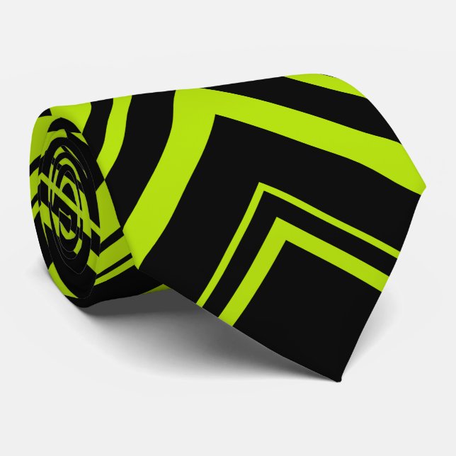 Arrows in Lime Green and Black Tie (Rolled)