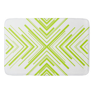 Arrows in Lime Green and White Bath Mat