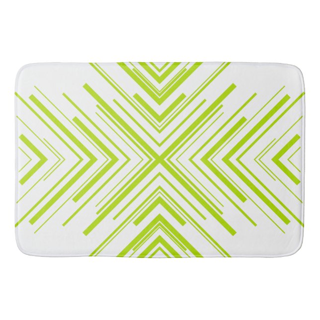 Arrows in Lime Green and White Bath Mat (Front)