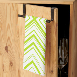 Arrows in Lime Green and White Kitchen Towel