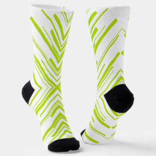 Arrows in Lime Green and White Socks