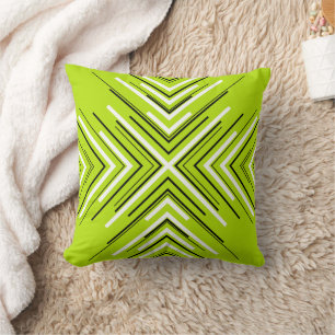 Arrows in Lime Green, Black, and White Throw Pillow
