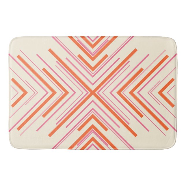 Arrows in Pink, Orange and Cream Bath Mat (Front)