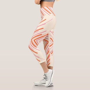 Arrows in Pink, Orange and Cream Capri Leggings