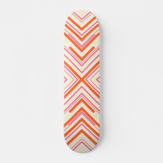 Arrows in Pink, Orange and Cream Skateboard (Front)