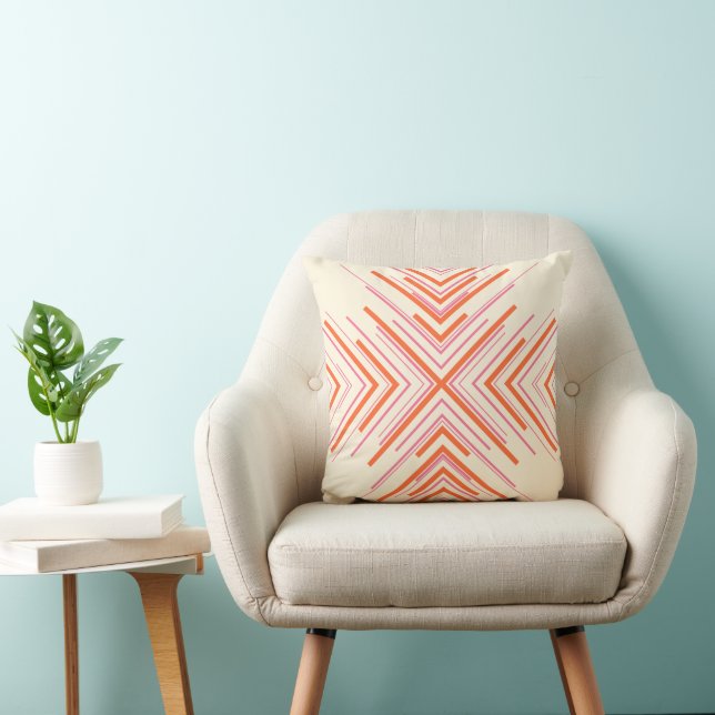 Arrows in Pink, Orange and Cream Throw Pillow (Chair)