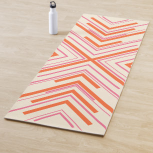 Arrows in Pink, Orange and Cream Yoga Mat
