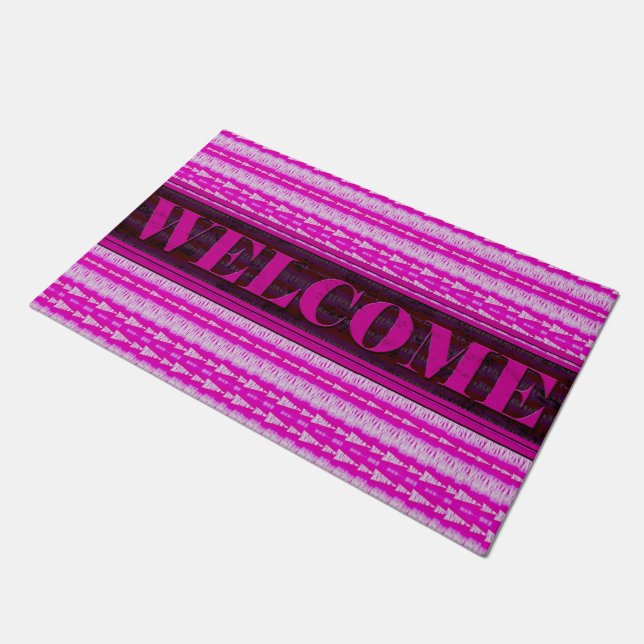 Arrows Inline Pink Welcome Door Mat (Angled)