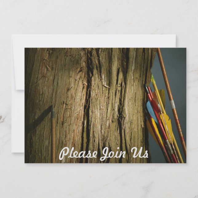Arrows Leaning on a Tree Forestry Invitation (Front)